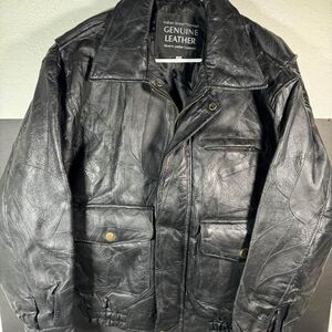 Vintage Napoline Genuine Leather Bomber Jacket Size Small 22x27